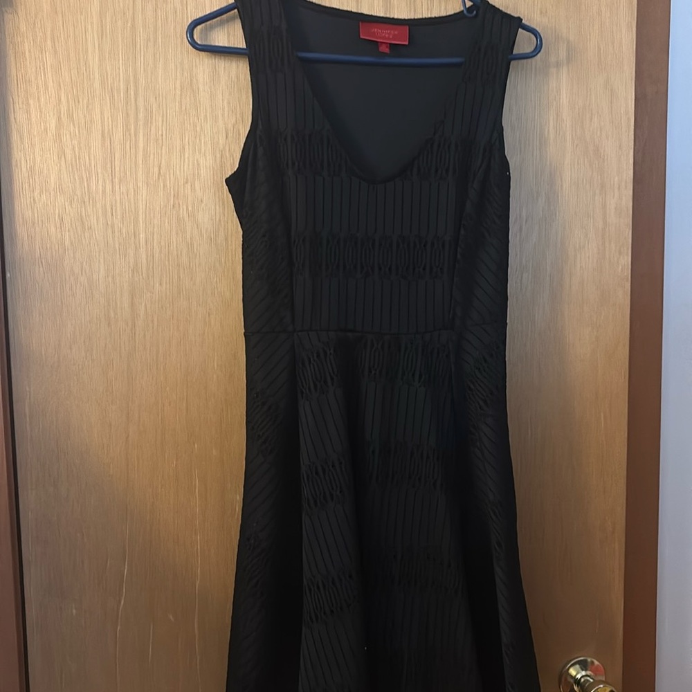 Jennifer Lopez Black Sleeveless Mesh Back A-Line Dress lined Sz XS